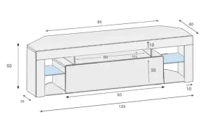 Furneo White Corner TV Stand 125cm Unit Cabinet Matt & High Gloss Milano05 Blue LED Lights