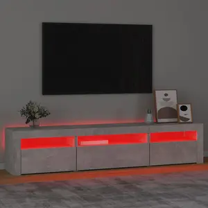 Berkfield TV Cabinet with LED Lights Concrete Grey 195x35x40 cm