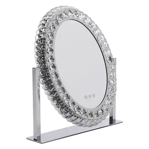 Vanity Makeup Mirror with Lights Large Oval Crystal Lighted Mirror for Bedroom