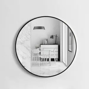 Baum Metal Flat Wall Mirror Black / 50 cm H x 50 cm W