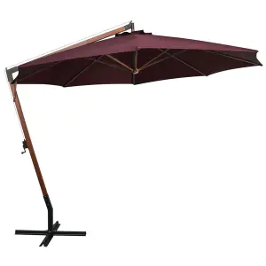 Berkfield Hanging Parasol with Pole Bordeaux Red 3.5x2.9 m Solid Fir Wood