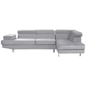 Corner Sofa NORREA Grey Velvet Left Hand