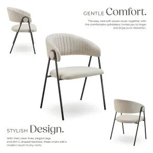 Dining Chair Bedano - padded, woven fabric armchair, 150 kg load capacity - greige