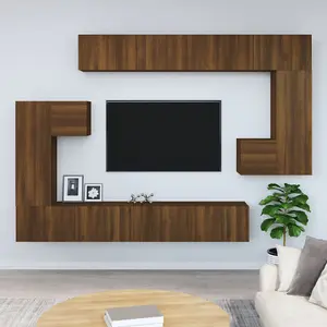 Berkfield Wall-mounted TV Cabinet Brown Oak Engineered Wood