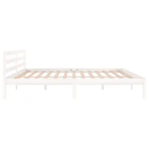 Berkfield Day Bed Solid Wood Pine 200x200 cm Super King White