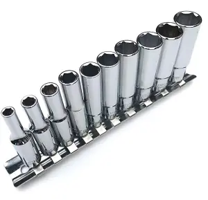 GOBEST 1/4" deep socket set 10 pcs, CrV 50V30 steel, sizes 4-13mm (GB-0040)