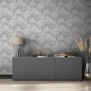 Galerie Silver Grey Marble Optic Wallpaper