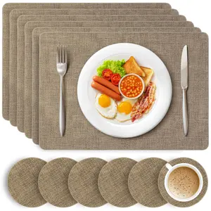 HEFTMAN Placemats And Coasters 6 Sets - Gold