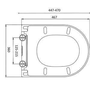 Euroshowers Long D ONE Toilet Seat 470mm