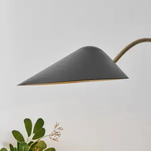 Furniturebox UK Poppy Wall Lamp with Matte Black Shade and Brushed Brass