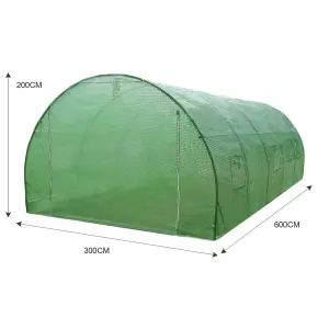 Polytunnel Greenhouse Walk In Galvanised Windows Doors Growhouse PE Cover Diameter 6 x 3m