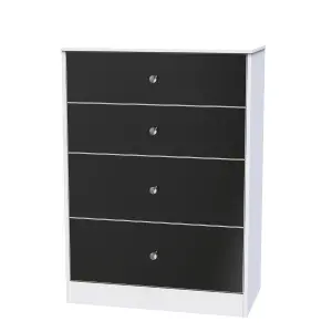 Taunton 4 Drawer Deep Chest in Black Gloss & White (Ready Assembled)