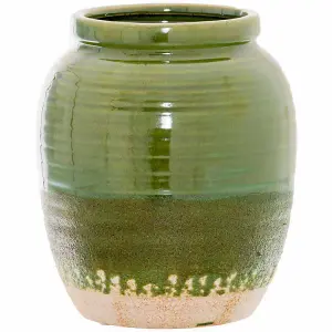 Seville Collection Bulbous Vase - Ceramic - L20 x W20 x H23 cm - Olive