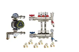 Warmer System Underfloor Heating 3 Port Manifold with 'A' Rated Auto Pump GPA25-6 III and Blending Valve Set