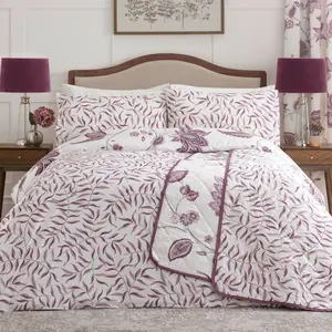 Polyester Floral Duvet Cover Set with Pillowcases Plum / Single Duvet Cover + 1 Standard Pillowcase