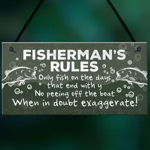 Red Ocean Funny Fishing Gifts For Men Hanging Plaque Fisherman Sign Gift For Dad Grandad Son Brother