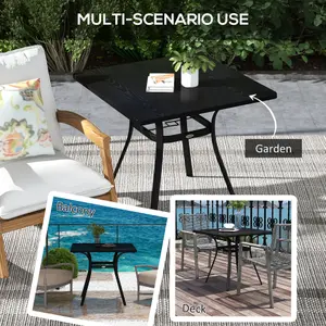 Outsunny Garden Table with Metal Tabletop, Steel Frame for Balcony, Porch, Black