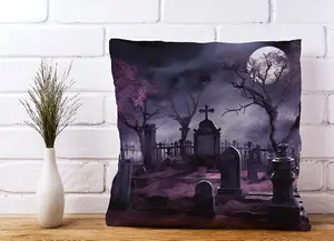 Witchs Moonlit Cemetery Design Cushions 60cm x 60cm