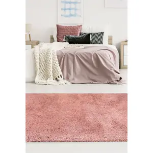 Soft Washable Collection Plain Design Shaggy Rug in Pink  SA-07