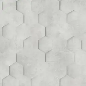 Galerie Loft 2 Greige Textured Hexagon Design Wallpaper Roll