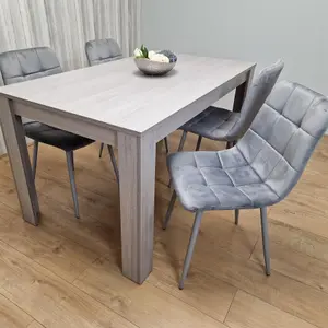 Dining Table and 4 Chairs Grey 4  Grey Velvet Chairs Wood Dining Set Furniture