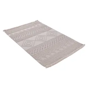 Cooper Cream & Grey Flatweave 3D effect Medium Rug, (L)170cm x (W)120cm