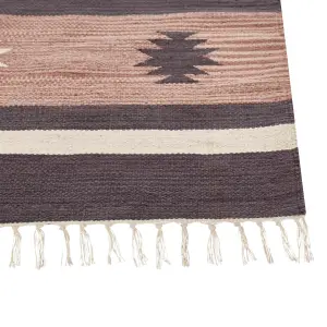 Cotton Kilim Rug 200 x 300 cm Beige and Brown ARAGATS