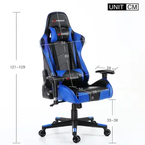 GTForce Pro Fx Reclining Sports Racing Gaming Office Desk Pc Car Faux Leather Chair (Blue)