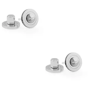 2 PACK - Industrial Hex Thumbturn & Release Lock - Polished Chrome - Bathroom Door WC