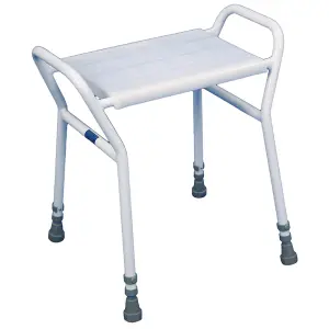 Heavy Duty Steel Shower Stool - Height Adjustable - Sturdy Side Handles