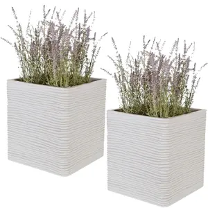 1x Amalfi Stone Effect Square Flower Planter For Garden, Home & Patio Areas