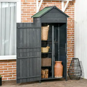 Wooden Garden Shed Outdoor Shelves Utility Tool Storage Cabinet