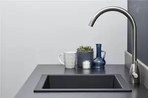 Liquida EN01BL 1.0 Bowl Black Kitchen Sink, Inset or Undermount Fitting