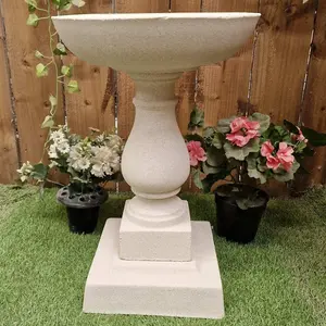 Short Minimalistic Sandstone Birdbath