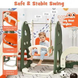 Costway Toddler Slide and Swing Set 6 in 1 Kids Climber Basketball Football Golf Playset