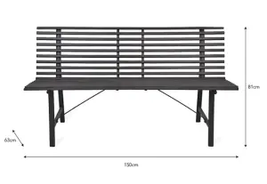 Garden Trading Richmond Bench Seat Chair Park Metal Carbon Grey