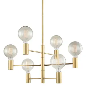 Luminosa Modern Hanging Pendant Fixed Golden Matt 6 Light , E27