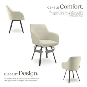 Dining Chair Alicon - padded swivel armchair with continuous backrest - greige