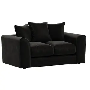 Brooklyn Plush Velvet Fibre Fabric Sofa Set 3 and 2 Seater sofa Black