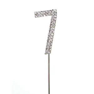 Silver 7 Sparkley Diamond Cake Topper Number 7 for Birthday Anniversary