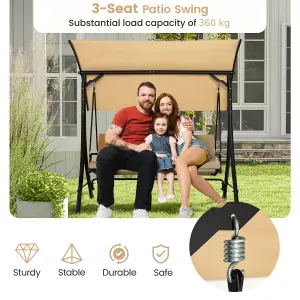 Costway Garden Patio Swing Chair 2 Seater Hammock Bench w/ Adjustable Polyester Canopy