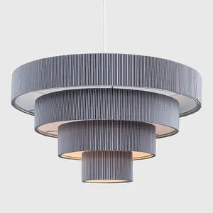 ValueLights Nevada Modern 4 Tier Dark Grey Fabric Ceiling Pendant Light Shade