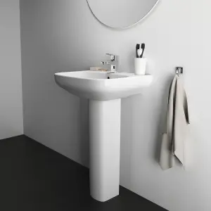 Ideal Standard i.life A Gloss White Rectangular Floor-mounted Full pedestal Basin (H)85cm (W)55cm