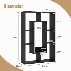 Costway 7-Cube Bookcase Wooden Storage Geometric Bookshelf Corner Decorative Display Shelf