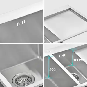 JASSFERRY Handmade Stainless Steel Kitchen Sink 1.5 Tight Radius Bowl 1.2mm Thickness Inset Right Hand Drainer