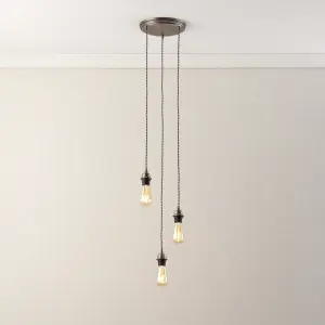 Pewter effect 3 light E27 Cable light set (L)1500mm