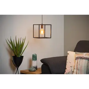 Lucide Arthur Modern Cube Pendant Light - 1xE27 - Black