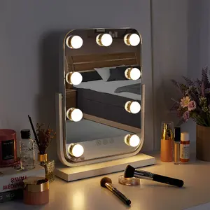 Rectangle Rotatory Hollywood LED Lighted Vanity Makeup Mirror Dimmable Touch Control 30x40cm