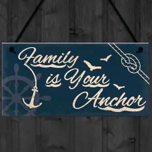 Red Ocean Seaside Family Is Your Anchor Shabby Chic Hanging Plaque Nautical Theme Bathroom/Kitchen Decor Gift Accessory