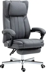 HOMCOM Executive Office Chair, Computer Desk Chair With High Back, Adjustable Headrest, Footrest, Reclining, Dark Grey | Aosom UK